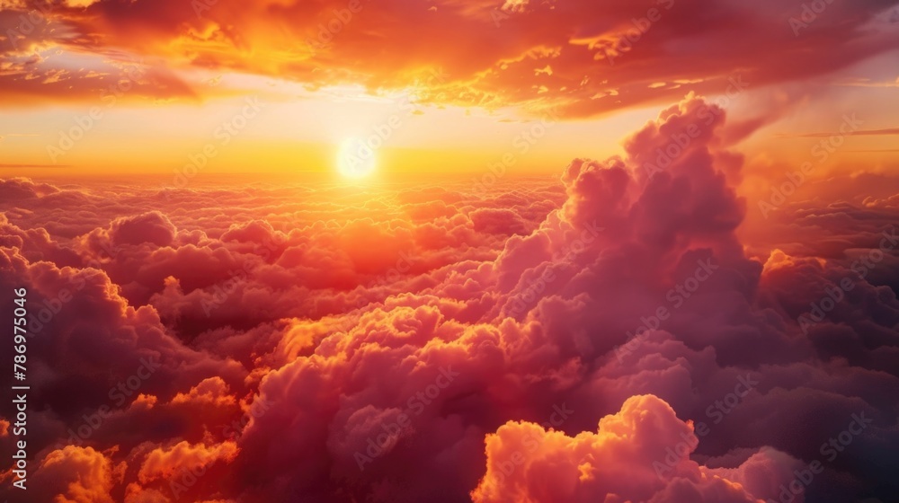 Aufkleber Sun setting over cloudy sky, ideal for background use