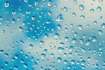 Close up of water droplets on a window. Suitable for weather or nature concepts