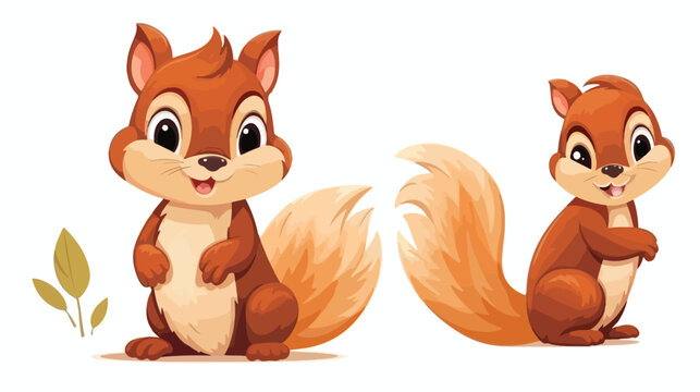 Cute chipmunk. Cartoon forest squirrel character 