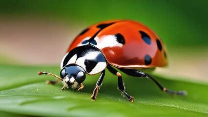 Fototapeta premium Close Up Photo of Ladybug Generative AI
