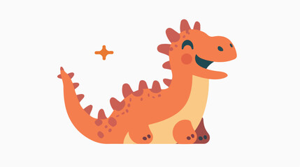 Cute dino character. Smiling dinosaur in kid style fl