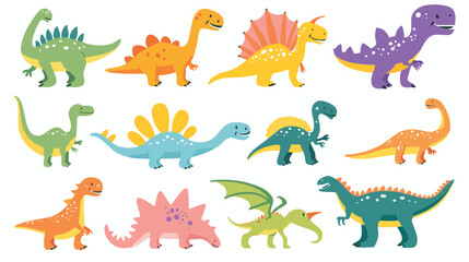 Cute dinosaur. Cartoon dinos dinosaur colorful isolated