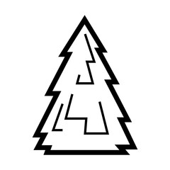 Stylized illustration of fir tree. Nature icon for outdoor design.