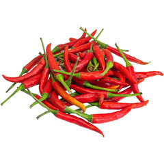 Vibrant Red Hot Chili Peppers on White Background: Fresh, Spicy, and Organic Ingredient for Cooking and Seasoning