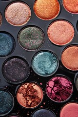 Tray of various colored eyeshadows, perfect for makeup artists