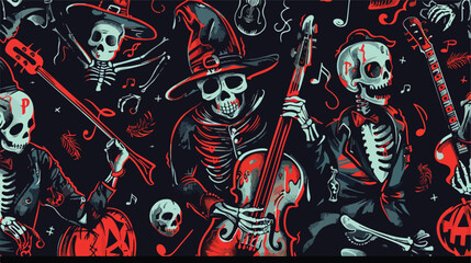 Four spooky music artists. Halloween hand drawn vector