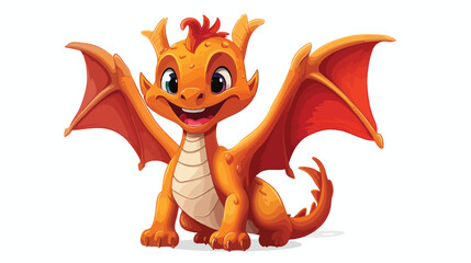 Cute dragon flying cartoon character isolated on white