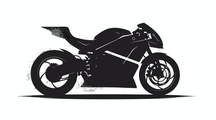White sport Motorcycle silhouette. Side view. Two-whe