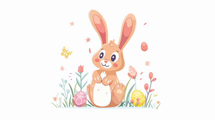 Obraz na płótnie Canvas Cute Easter bunny vector cartoon illustration flat vector