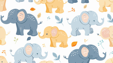 Obraz na płótnie Canvas Cute elephant card and seamless pattern for baby show