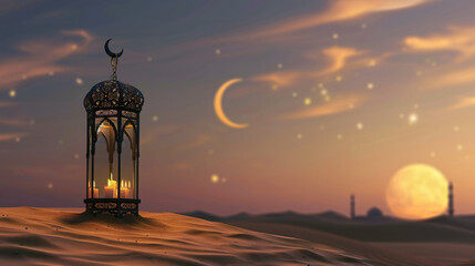 Arabia sahara lantern and moon setup for greeting rama