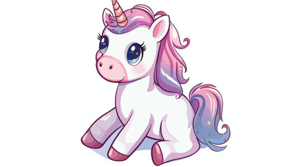 Cute fantasy baby unicorn. Vector character isolated