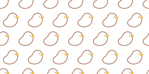 Fototapeta premium Seamless Pattern with Cute Ducklings. Rubber duck toys. Cute Ducks. Bird, goose, rubber duck, shower, bathroom, swimming pool, bird chicken. Repeat background doodle design