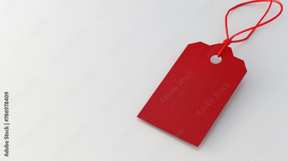 Poster a red price tag hanging from a red string. perfect for advertising and promotion materials
