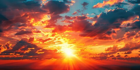 Fototapeta premium A beautiful sunset with clouds in the sky. Suitable for various projects