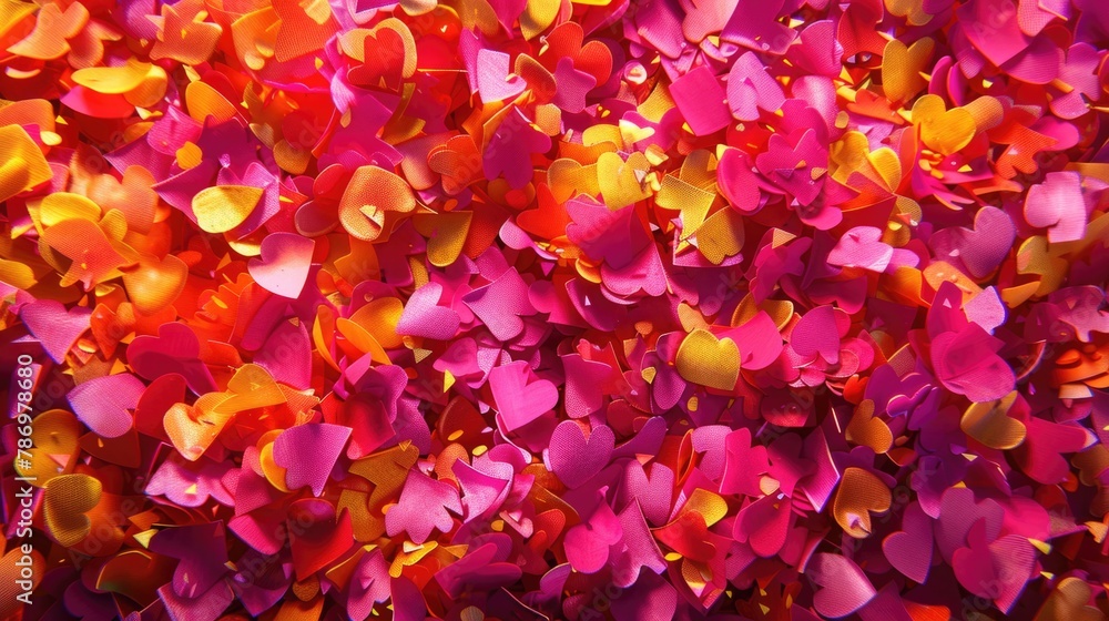 Poster a close-up view of a bunch of pink and orange flowers. suitable for various design projects