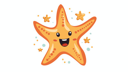 Fototapeta na wymiar Cute happy starfish cartoon character Sea animal vector