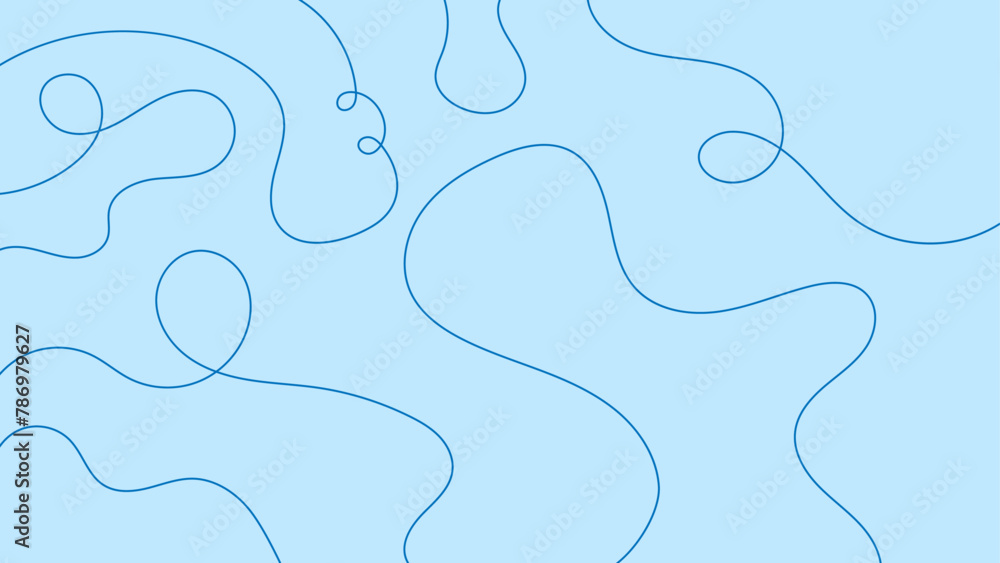 Poster Flowing curved lines in a blue background