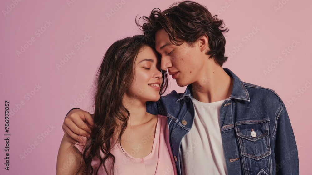 Poster a man and a woman standing side by side. suitable for various concepts and designs