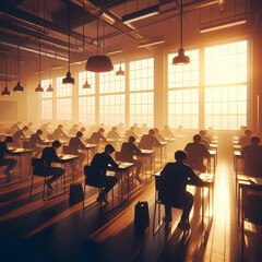 student exam sunny classroom