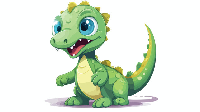 Cute little dinosaur monster. Vector cartoon illustration