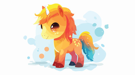 Cute little pony horse cartoon character flat vector