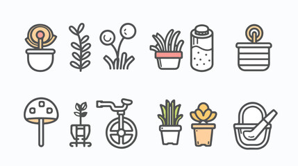Garden ultra modern outline line icons for web and app