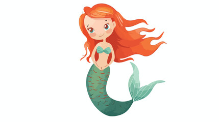Cute mermaid. Fairy-tale character. Vector illustration