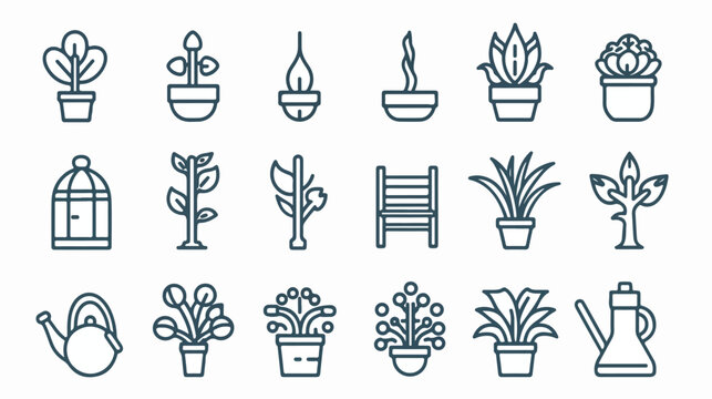 Garden ultra modern outline line icons for web and app
