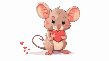 Cute mouse with heart and baw vector illustration isolated
