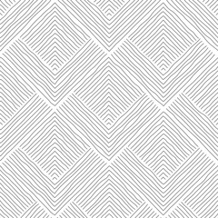 Geometric seamless pattern with black thin lines. Monochrome hand drawn print - 786981256