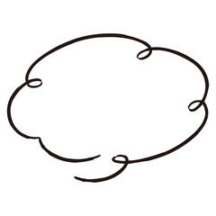 シンプルでおしゃれな手描きの吹き出し（白黒・単体・横書き）