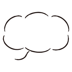 シンプルでおしゃれな手描きの吹き出し（白黒・単体・横書き）