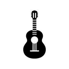 Black Vector Silhouette of a Guitar, Symbol of Musical Harmony and Expression- Guitar Illustration- Guitar vector stock.