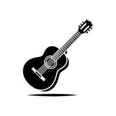 Fototapeta premium Black Vector Silhouette of a Guitar, Symbol of Musical Harmony and Expression- Guitar Illustration- Guitar vector stock.