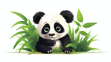Cute playful panda vector logo jungle animal 