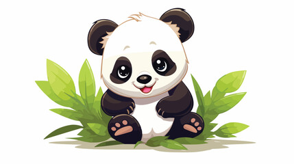 Cute playful panda vector logo jungle animal 