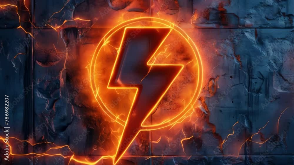 Aufkleber A neon sign featuring a lightning bolt, perfect for adding a pop of color to any design project.