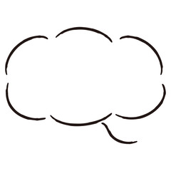 シンプルでおしゃれな手描きの吹き出し（白黒・単体・横書き）