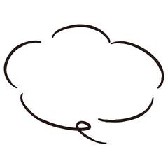 シンプルでおしゃれな手描きの吹き出し（白黒・単体・横書き）