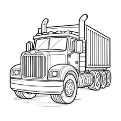 illustration vector of truck, Cartoon Trucks, lineart style, outline tank truck side view, For coloring book page, EPS10 © auliyan