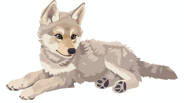 Cute wolf cub on a white background. flat vector isolated