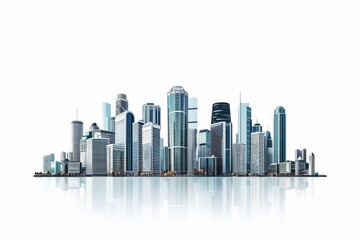 Modern City illustration isolated at white with space for text. Success in business, international corporations, Skyscrapers, banks and office buildings . photo on white isolated background