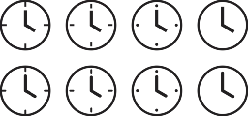 Foto op Plexiglas 様々な形の時計アイコンのベクターイラストセット © summer orange