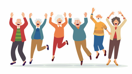 Group of elderly people together. Active and happy old