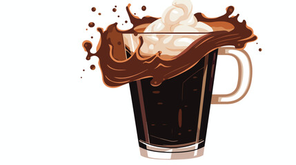 Dark beer being poured into a glass creating a foamy - obrazy, fototapety, plakaty