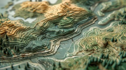 detailed topographic map displaying natural features such as mountains