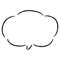 シンプルでおしゃれな手描きの吹き出し（白黒・単体・横書き）