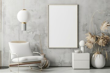 Modern scandinavian interior with poster mockup created with generative ai