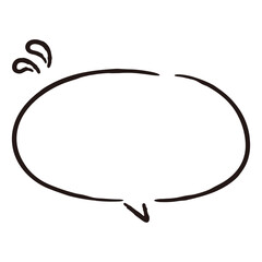 汗の記号付きシンプルでおしゃれな手描きの吹き出し（白黒・単体・横書き）